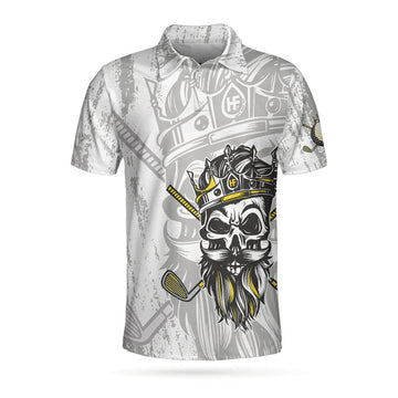 I'M The King Of The Course Golf Polo Shirt, Black And White Skull Golf Shirt For Men