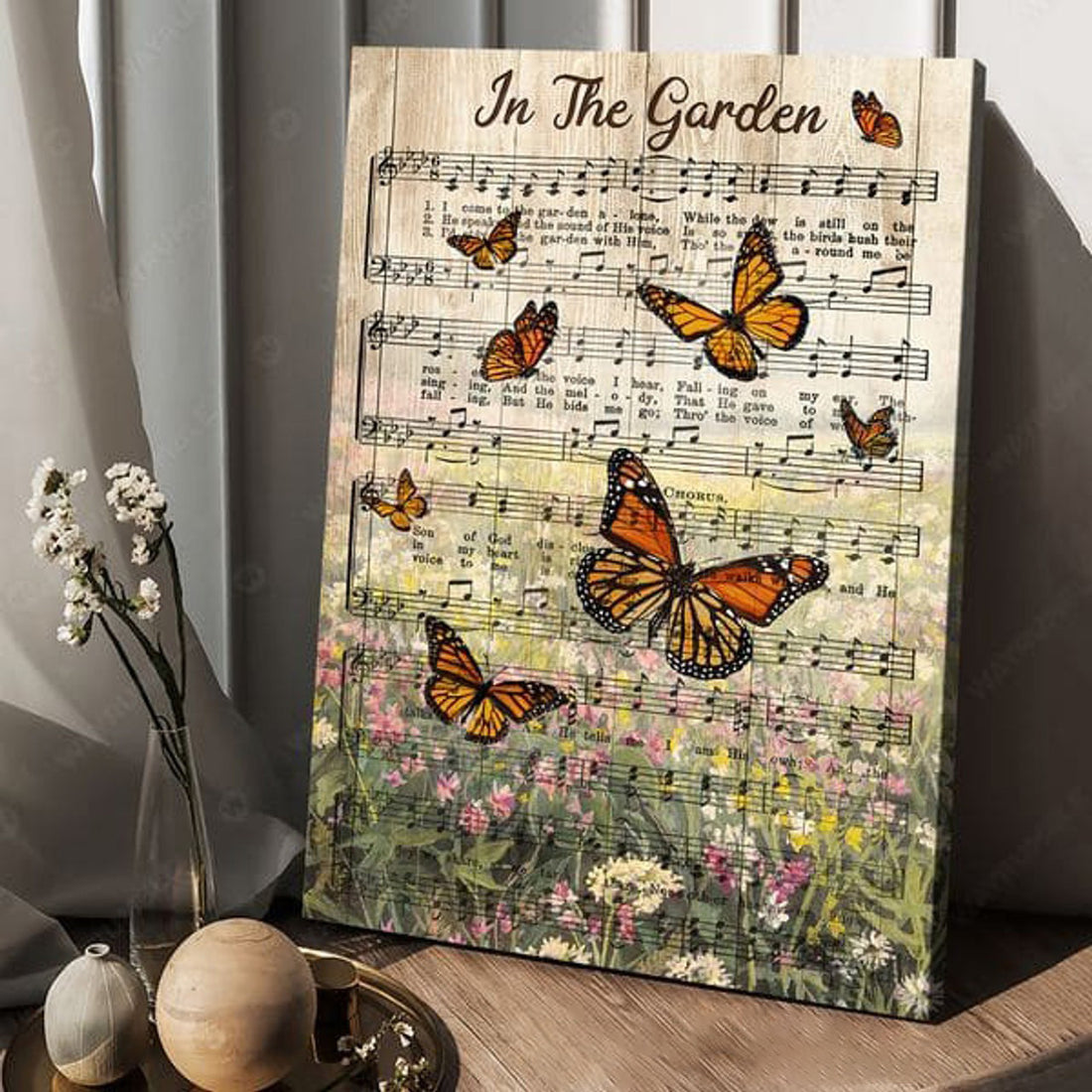 In The Garden, Butterfly Music Sheet, Music Lover Poster and Canvas