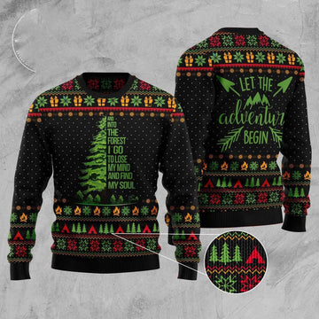 FUNSTUFFPRINT Into The Forest I Go Camping Ugly Christmas Sweater, Christmas Sweater, Ugly Sweater, Funny Xmas Sweaters Ugly Sweater