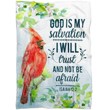 FUNSTUFFPRINT Isaiah 122 God Is My Salvation Fleece Blanket - Christian Blanket - Bible Verse Blanket