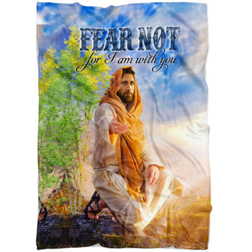 FUNSTUFFPRINT Isaiah 4110 Fear Not For I Am With You Fleece Blanket - Christian Blanket - Bible Verse Blanket