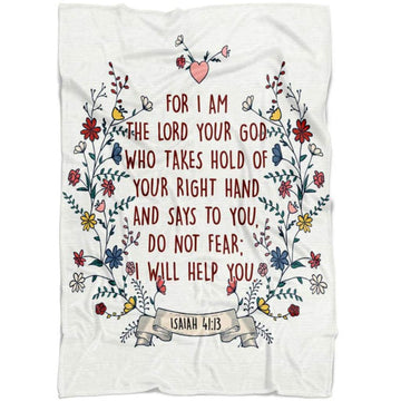 FUNSTUFFPRINT Isaiah 4113 Do Not Fear I Will Help You Fleece Blanket - Christian Blanket - Bible Verse Blanket