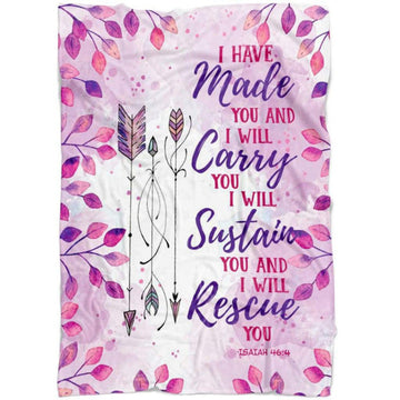 FUNSTUFFPRINT Isaiah 464 I Have Made You And I Will Carry You Fleece Blanket - Christian Blanket - Bible Verse Blanket