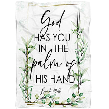 FUNSTUFFPRINT Isaiah 4916 God Has You In The Palm Of His Hand Flower Fleece Blanket - Christian Blanket - Bible Verse Blanket