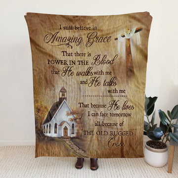 FUNSTUFFPRINT Sherpa Fleece Blanket - I Still Believe In Amazing Grace Christian Blanket