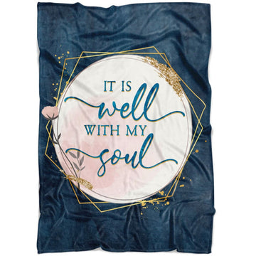 FUNSTUFFPRINT It Is Well With My Soul Christian Hymn Lyrics Fleece Blanket - Christian Blanket - Bible Verse Blanket