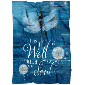 FUNSTUFFPRINT It Is Well With My Soul Fleece Blanket - Christian Blanket - Bible Verse Blanket