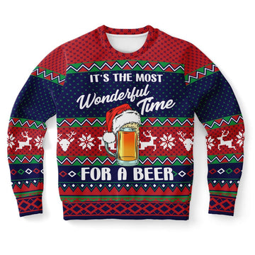 FUNSTUFFPRINT It's The Most Wonderful Time For A Beer Ugly Christmas Sweater, Christmas Sweater, Ugly Sweater, Funny Xmas Sweaters Ugly Sweater