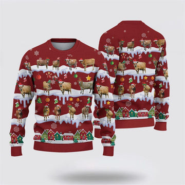 FUNSTUFFPRINT Jersey Christmas Knitted Sweater, Gifts For Farmers, Rural Lovers Ugly Sweater