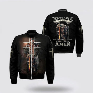 FUNSTUFFPRINT Jesus Cross Lion Of Judah Knight Templar Bomber Jacket - Christian Bomber Shirts for Men and Women 3D Bomber Jacket