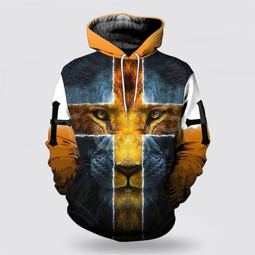 FUNSTUFFPRINT 3D Jesus Is My God My King Cross Lion 3d Hoodies For Women Men - Christian Apparel 3D Hoodie and Zip Hoodie