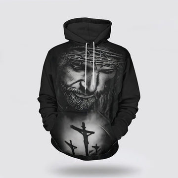 FUNSTUFFPRINT 3D Jesus With Crown Of Thorns 3D Hoodie and Zip Hoodie
