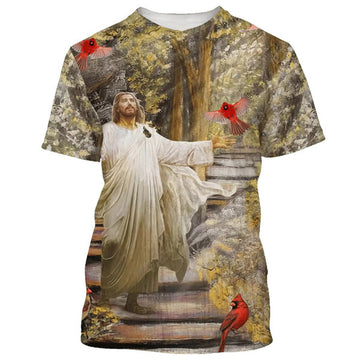 FUNSTUFFPRINT Jesus And Cardinal Christian 3D T-shirt