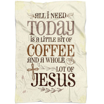 FUNSTUFFPRINT Jesus And Coffee Fleece Blanket - Christian Blanket - Bible Verse Blanket
