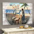 Jesus And Lambs On The Peaceful Beach Canvas Wall Art - Jesus Canvas Pictures - Christian Wall Posters
