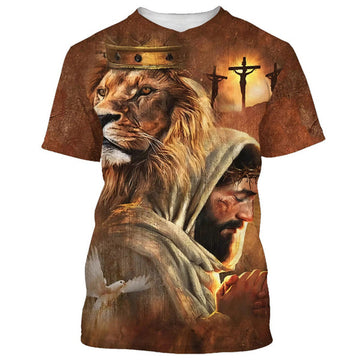 FUNSTUFFPRINT Jesus And The Lion Of Judah Christian 3D T-shirt