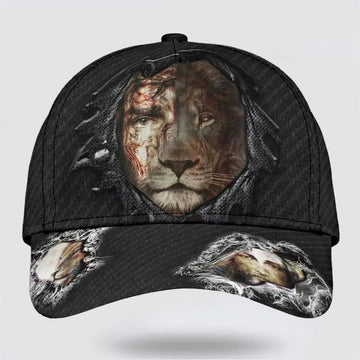 FUNSTUFFPRINT Jesus Christ And Lion Half Face Baseball Cap - Christian Hats for Men and Women