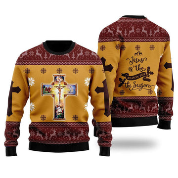 FUNSTUFFPRINT Jesus Christmas Ugly Christmas Sweater For Men & Women – Gifts For Christians Ugly Sweater