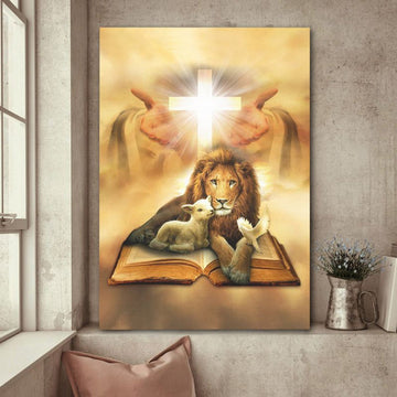 Jesus Cross Lion Of Judah Lamb Of God Dove Of Peace Canvas Posters - Christian Wall Posters - Religious Wall Decor