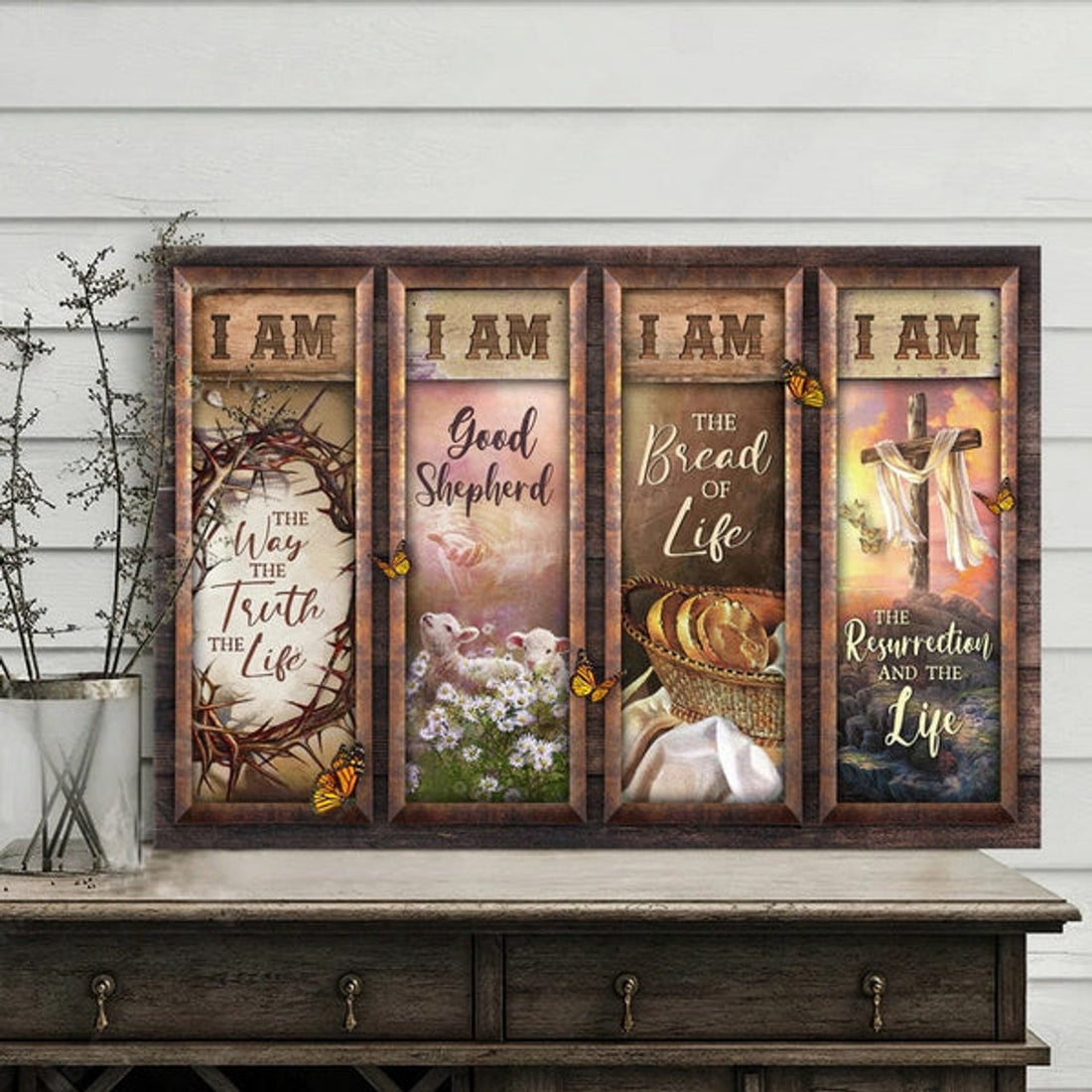 Jesus Crown Of Thorn Lamb I Am The Way The Truth The Life Canvas Wall Art - Jesus Canvas Pictures - Christian Wall Posters
