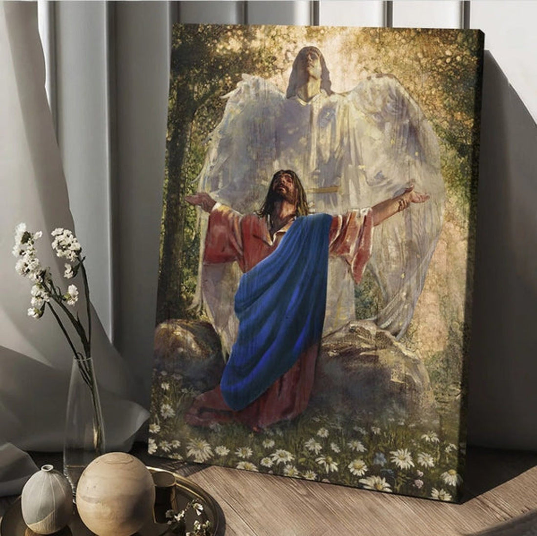 Jesus Drawing Angel Wings Prayer For Healing Canvas Posters - Christian Wall Posters - Religious Wall Decor