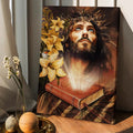 Jesus Drawing Yellow Lily Bible Canvas Posters - Christian Wall Posters - Religious Wall Decor