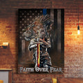 Jesus Faith Over Fear Lion American Flag Canvas Posters - Christian Wall Posters - Religious Wall Decor