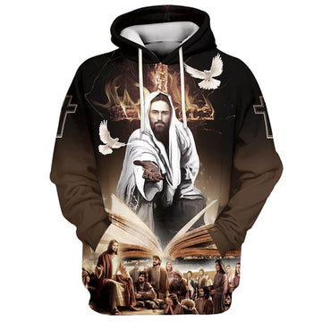 FUNSTUFFPRINT 3D Jesus God Bible And Dove Hoodies Jesus Hoodie Men & Women Christian 3D Hoodie and Zip Hoodie