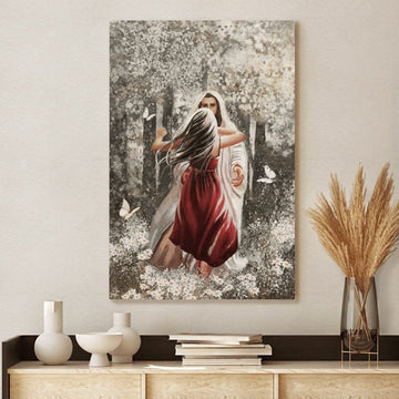 Jesus Hugging Beautiful Girl Canvas Posters - Christian Wall Posters - Religious Wall Decor