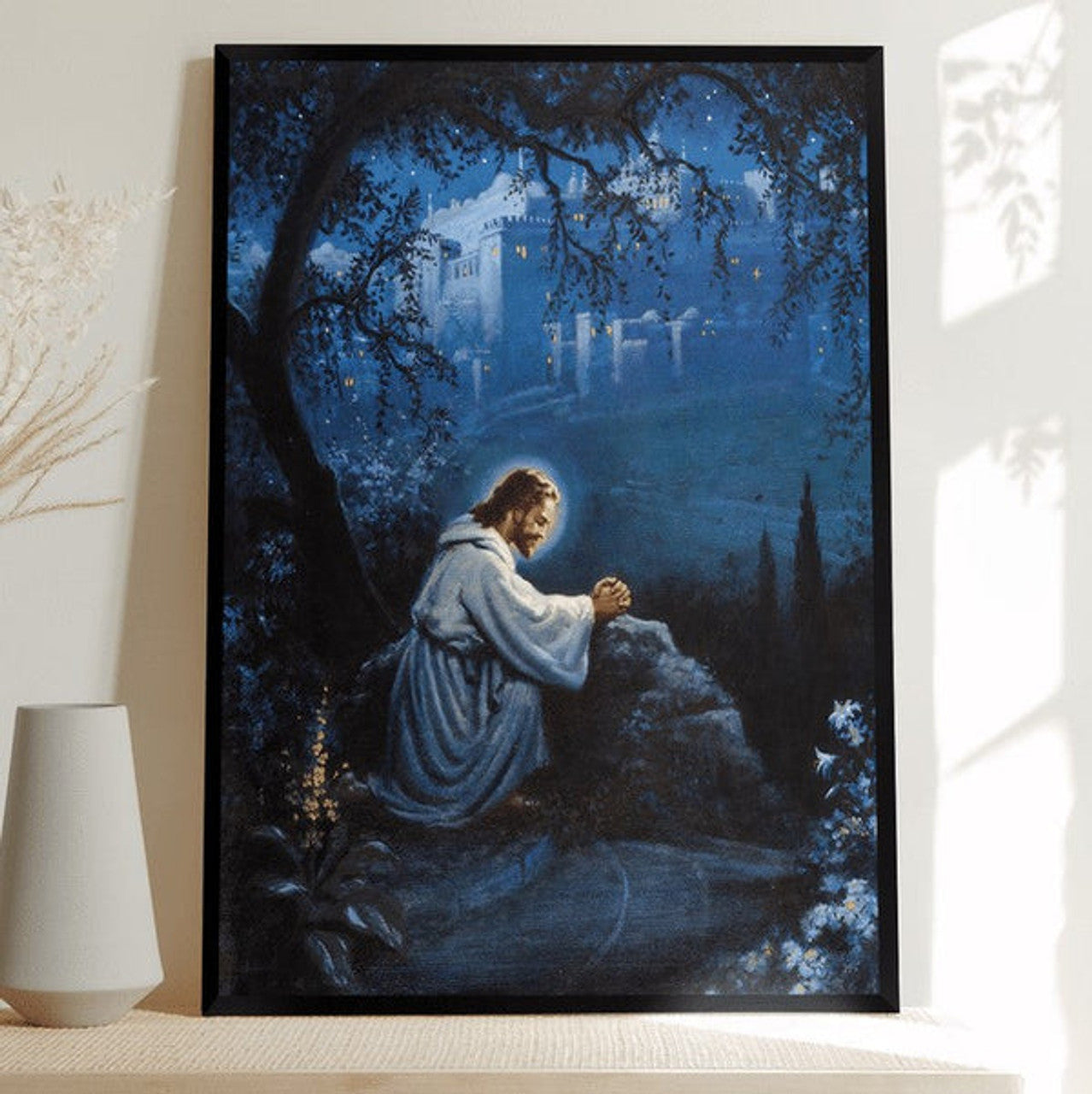 Jesus In The Blue Dark Canvas Posters - Christian Wall Posters - Religious Wall Decor