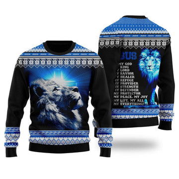FUNSTUFFPRINT Jesus Is My Everything Ugly Christmas Sweater For Men & Women - Jesus Christ Sweater - Christian Shirts Gifts Idea Ugly Sweater