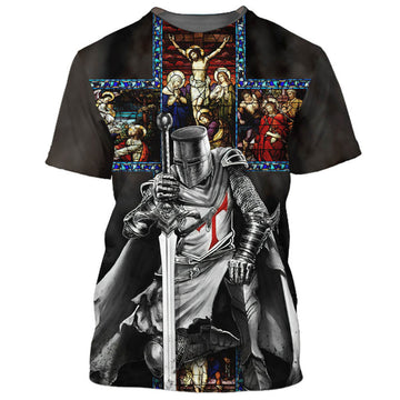 FUNSTUFFPRINT Jesus Is My God My King My Lord Christians Warrior 3D All Over Printed Shirt for Men and Women 3D T-shirt