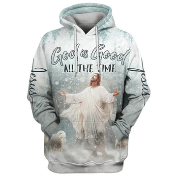 FUNSTUFFPRINT 3D Jesus Lambs God Is Good All The Time 3D Hoodie and Zip Hoodie