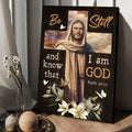 Jesus Lily Flowers Cross Be Still And Know That I Am God Canvas Posters - Christian Wall Posters - Religious Wall Decor