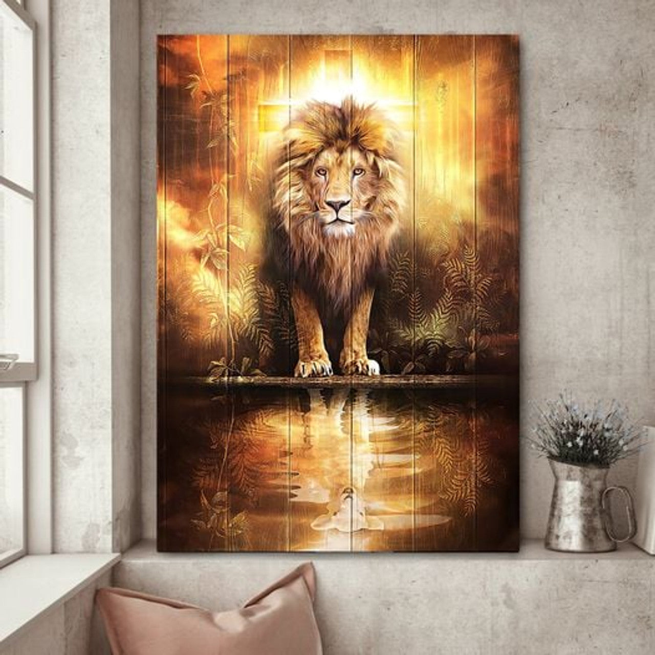 Jesus Lion And Lamb Christian Are Alway Strong Canvas Posters - Christian Wall Posters - Religious Wall Decor