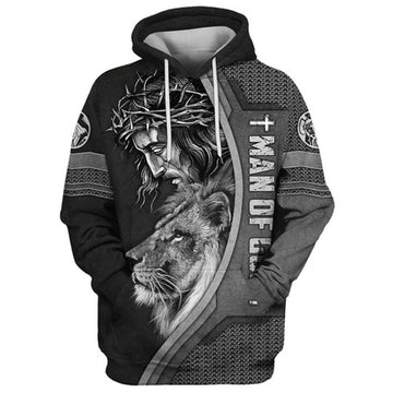 FUNSTUFFPRINT 3D Jesus Lion Faith Over Fear 3D Hoodie and Zip Hoodie