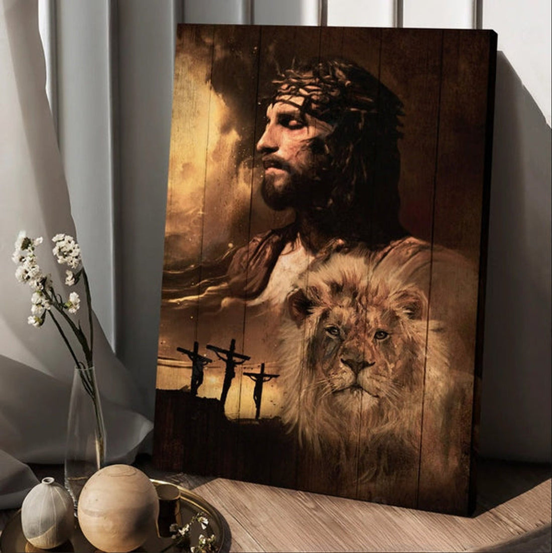 Jesus Lion Of Jesus The Rugged Cross The Amazing The Sacrifice Of Jesus Christ Canvas Wall Art - Christian Wall Posters - Religious Wall Decor