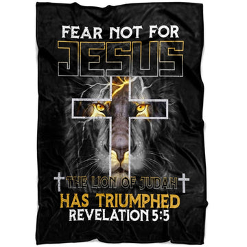 FUNSTUFFPRINT Jesus Lion Revelation 55 Fleece Blanket - Christian Blanket - Bible Verse Blanket