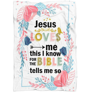 FUNSTUFFPRINT Jesus Loves Me This I Know For The Bible Tells Me So Fleece Blanket - Christian Blanket - Bible Verse Blanket