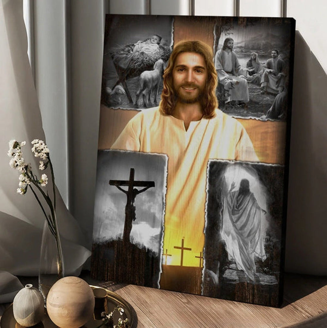 Jesus On The Cross Jesus Drawing Canvas Wall Art - Christian Wall Posters - Religious Wall Decor