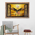 Jesus Open Arms Bald Eagle American Flag Canvas Wall Art - Christian Canvas - Faith Canvas