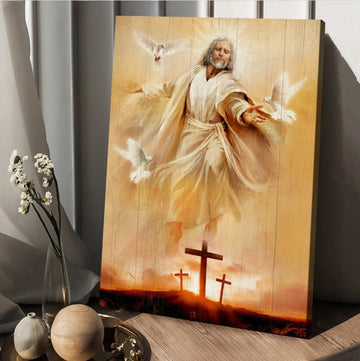 Jesus Painting Pretty Dove Drawing Orange Sunset Canvas Posters Canvas Wall Art - Christian Wall Posters - Religious Wall Decor