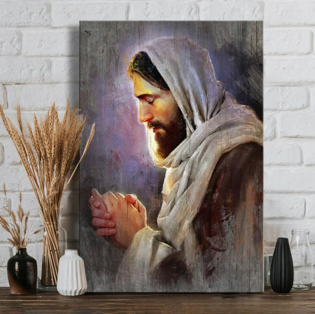 Jesus Prayer For Healing Watercolor Drawing Canvas Wall Art - Christian Wall Posters - Religious Wall Decor