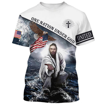 FUNSTUFFPRINT Jesus Reaching Out His Hand Christian 3D T-shirt