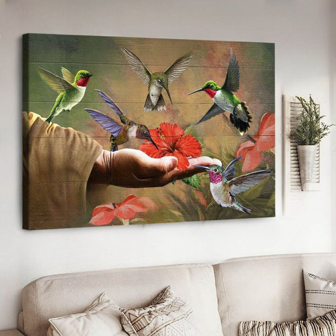 Jesus Save My Life Humingbird Peace And Grace Canvas Wall Art - Jesus Canvas Pictures - Christian Wall Posters
