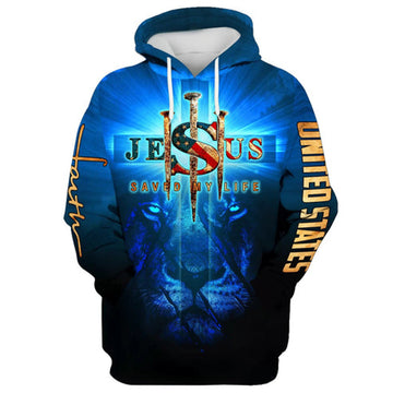 FUNSTUFFPRINT 3D Jesus Saved My Life Lion 3D Hoodie and Zip Hoodie