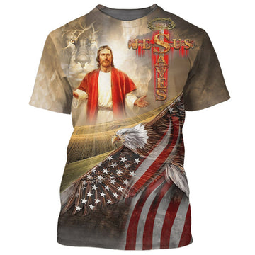 FUNSTUFFPRINT Jesus Saves American Eagle Pride Christian 3D All Over Printed Shirt for Men and Women 3D T-shirt