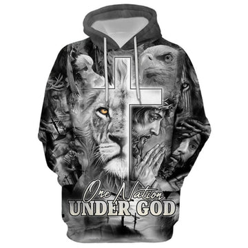 FUNSTUFFPRINT 3D Jesus The Cross Lion Of Judah 3D Hoodie and Zip Hoodie