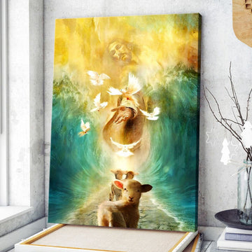 Jesus The Lamp And The Dove Walking Through The Water With The Waves Canvas Wall Art - Christian Wall Posters - Religious Wall Decor