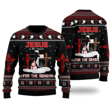 FUNSTUFFPRINT Jesus The Reasonfor The Season Ugly Christmas Sweater For Men & Women – Gifts For Christians Ugly Sweater